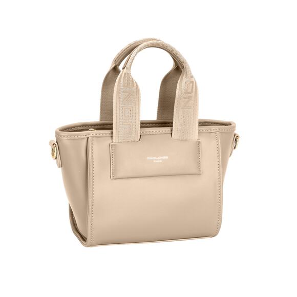 David Jones PU Leather Embossed Pattern Handles Small Handbag | Gravel - Picture 2 of 6